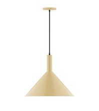 Montclair Light Works PEBX467-17-C25-L13 - 18" Stack Cone LED Pendant, polished copper fabric cord with canopy, Ivory