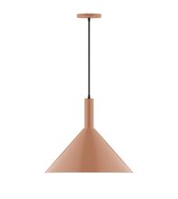 Montclair Light Works PEBX467-19-C04-L13 - 18" Stack Cone LED Pendant, black and white houndstooth fabric cord with canopy, Terracotta