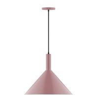 Montclair Light Works PEBX467-20-C04-L13 - 18" Stack Cone LED Pendant, black and white houndstooth fabric cord with canopy, Mauve