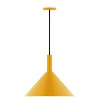 Montclair Light Works PEBX467-21-C04-L13 - 18" Stack Cone LED Pendant, black and white houndstooth fabric cord with canopy, Bright Yellow