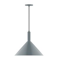 Montclair Light Works PEBX467-40-C04-L13 - 18" Stack Cone LED Pendant, black and white houndstooth fabric cord with canopy, Slate Gray