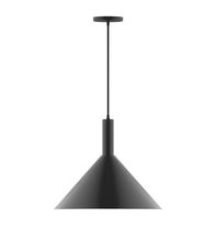 Montclair Light Works PEBX467-41-C04-L13 - 18" Stack Cone LED Pendant, black and white houndstooth fabric cord with canopy, Black