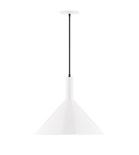 Montclair Light Works PEBX467-44-C23-L13 - 18" Stack Cone LED Pendant, red and white zigzag fabric cord with canopy, White