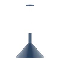 Montclair Light Works PEBX467-50-C16-L13 - 18" Stack Cone LED Pendant, navy mini tweed fabric cord with canopy, Navy