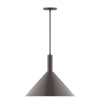 Montclair Light Works PEBX467-51-C04-L13 - 18" Stack Cone LED Pendant, black and white houndstooth fabric cord with canopy