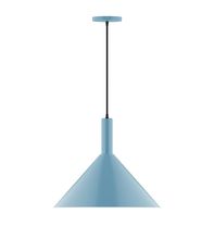 Montclair Light Works PEBX467-54-C01-L13 - 18" Stack Cone LED Pendant, brown and ivory houndstooth fabric cord with canopy, Light Blue