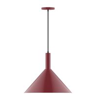 Montclair Light Works PEBX467-55-C02-L13 - 18" Stack Cone LED Pendant, black fabric cord with canopy, Barn Red