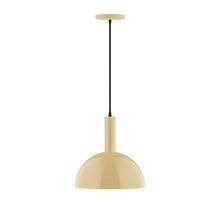 Montclair Light Works PEBX471-17-C25-L12 - 12" Stack Dome LED Pendant, polished copper fabric cord with canopy, Ivory