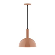 Montclair Light Works PEBX471-19-C27-L12 - 12" Stack Dome LED Pendant, neutral argyle fabric cord with canopy, Terracotta