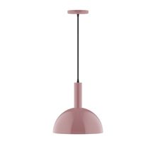 Montclair Light Works PEBX471-20-C27-L12 - 12" Stack Dome LED Pendant, neutral argyle fabric cord with canopy, Mauve