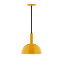 Montclair Light Works PEBX471-21-C27-L12 - 12" Stack Dome LED Pendant, neutral argyle fabric cord with canopy, Bright Yellow