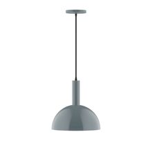 Montclair Light Works PEBX471-40-C04-L12 - 12" Stack Dome LED Pendant, black and white houndstooth fabric cord with canopy, Slate Gray