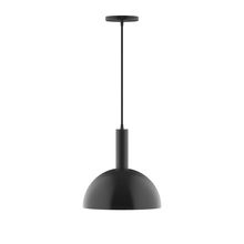 Montclair Light Works PEBX471-41-C02-L12 - 12" Stack Dome LED Pendant, black fabric cord with canopy, Black