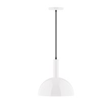 Montclair Light Works PEBX471-44-C02-L12 - 12" Stack Dome LED Pendant, black fabric cord with canopy, White