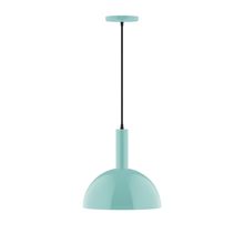 Montclair Light Works PEBX471-48-C27-L12 - 12" Stack Dome LED Pendant, neutral argyle fabric cord with canopy, Sea Green