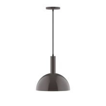 Montclair Light Works PEBX471-51-C12-L12 - 12" Stack Dome LED Pendant, gray fabric cord with canopy, Architectural Bronze