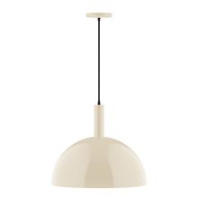 Montclair Light Works PEBX472-16-C25-L13 - 18" Stack Dome LED Pendant, polished copper fabric cord with canopy, Cream