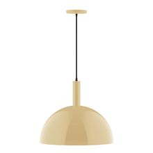 Montclair Light Works PEBX472-17-C01-L13 - 18" Stack Dome LED Pendant, brown and ivory houndstooth fabric cord with canopy, Ivory