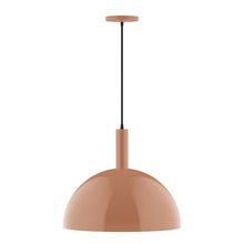 Montclair Light Works PEBX472-19-C25-L13 - 18" Stack Dome LED Pendant, polished copper fabric cord with canopy, Terracotta