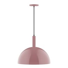 Montclair Light Works PEBX472-20-C02-L13 - 18" Stack Dome LED Pendant, black fabric cord with canopy, Mauve