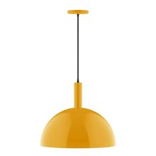 Montclair Light Works PEBX472-21-C01-L13 - 18" Stack Dome LED Pendant, brown and ivory houndstooth fabric cord with canopy, Bright Yellow