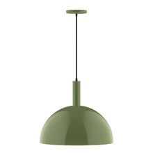 Montclair Light Works PEBX472-22-C27-L13 - 18" Stack Dome LED Pendant, neutral argyle fabric cord with canopy, Fern Green