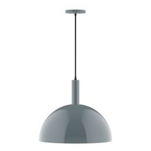 Montclair Light Works PEBX472-40-C21-L13 - 18" Stack Dome LED Pendant, white cord with canopy, Slate Gray