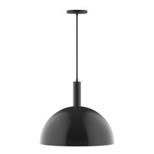 Montclair Light Works PEBX472-41-C04-L13 - 18" Stack Dome LED Pendant, black and white houndstooth fabric cord with canopy, Black