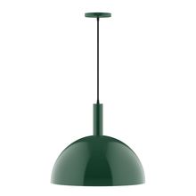 Montclair Light Works PEBX472-42-C26-L13 - 18" Stack Dome LED Pendant, ivory fabric cord with canopy, Forest Green