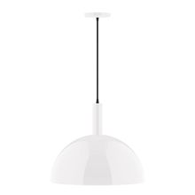 Montclair Light Works PEBX472-44-C24-L13 - 18" Stack Dome LED Pendant, cool tweed fabric cord with canopy, White