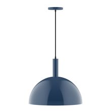 Montclair Light Works PEBX472-50-C21-L13 - 18" Stack Dome LED Pendant, white cord with canopy, Navy