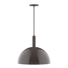 Montclair Light Works PEBX472-51-C02-L13 - 18" Stack Dome LED Pendant, black fabric cord with canopy, Architectural Bronze