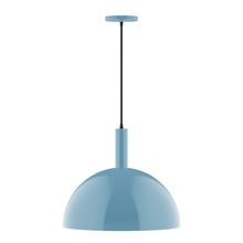 Montclair Light Works PEBX472-54-C16-L13 - 18" Stack Dome LED Pendant, navy mini tweed fabric cord with canopy, Light Blue