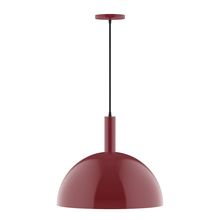 Montclair Light Works PEBX472-55-C24-L13 - 18" Stack Dome LED Pendant, cool tweed fabric cord with canopy, Barn Red