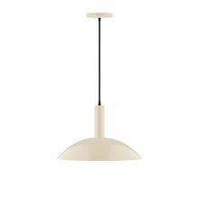 Montclair Light Works PEBX476-16-C01-L13 - 16" Stack Half Dome LED Pendant, brown and ivory houndstooth fabric cord with canopy, Cream