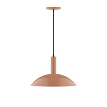 Montclair Light Works PEBX476-19-C01-L13 - 16" Stack Half Dome LED Pendant, brown and ivory houndstooth fabric cord with canopy, Terracotta