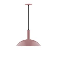 Montclair Light Works PEBX476-20-C24-L13 - 16" Stack Half Dome LED Pendant, cool tweed fabric cord with canopy, Mauve