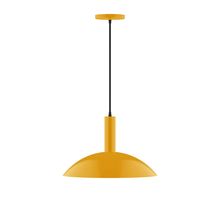 Montclair Light Works PEBX476-21-C16-L13 - 16" Stack Half Dome LED Pendant, navy mini tweed fabric cord with canopy, Bright Yellow