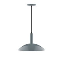 Montclair Light Works PEBX476-40-C21-L13 - 16" Stack Half Dome LED Pendant, white cord with canopy, Slate Gray