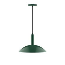 Montclair Light Works PEBX476-42-C16-L13 - 16" Stack Half Dome LED Pendant, navy mini tweed fabric cord with canopy, Forest Green