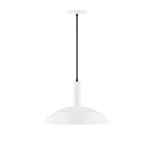 Montclair Light Works PEBX476-44-C02-L13 - 16" Stack Half Dome LED Pendant, black fabric cord with canopy, White