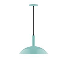 Montclair Light Works PEBX476-48-C24-L13 - 16" Stack Half Dome LED Pendant, cool tweed fabric cord with canopy, Sea Green