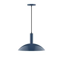 Montclair Light Works PEBX476-50-C21-L13 - 16" Stack Half Dome LED Pendant, white cord with canopy, Navy