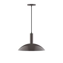 Montclair Light Works PEBX476-51-C12-L13 - 16" Stack Half Dome LED Pendant, gray fabric cord with canopy, Architectural Bronze