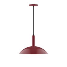 Montclair Light Works PEBX476-55-C22-L13 - 16" Stack Half Dome LED Pendant, white and gray dot fabric cord with canopy, Barn Red