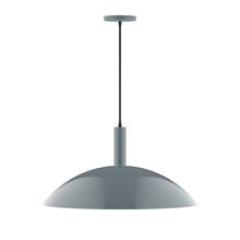 Montclair Light Works PEBX477-40-C22-L14 - 24" Stack Half Dome LED Pendant, white and gray dot fabric cord with canopy, Slate Gray