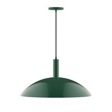 Montclair Light Works PEBX477-42-C12-L14 - 24" Stack Half Dome LED Pendant, gray fabric cord with canopy, Forest Green