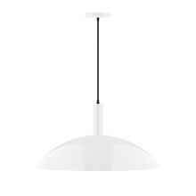 Montclair Light Works PEBX477-44-C20-L14 - 24" Stack Half Dome LED Pendant, white fabric cord with canopy, White