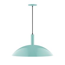 Montclair Light Works PEBX477-48-C20-L14 - 24" Stack Half Dome LED Pendant, white fabric cord with canopy, Sea Green