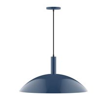 Montclair Light Works PEBX477-50-C20-L14 - 24" Stack Half Dome LED Pendant, white fabric cord with canopy, Navy